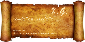 Kovács Girót névjegykártya